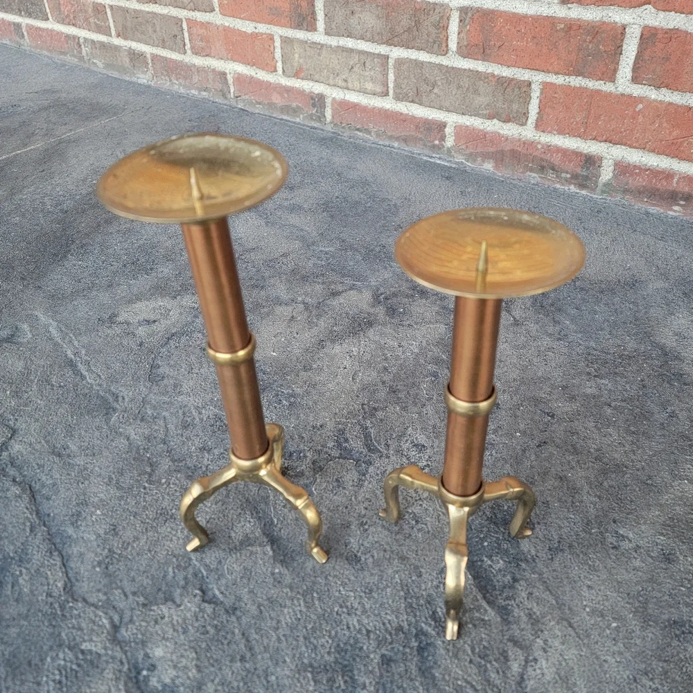 Vintage Copper and Brass Candleholder Set Century Distinctive GIfts